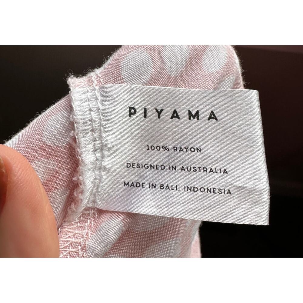 Piyama Pink White Polka Dot Short Sleeve Button Front Pajama Top Size S/M - Picture 6 of 7